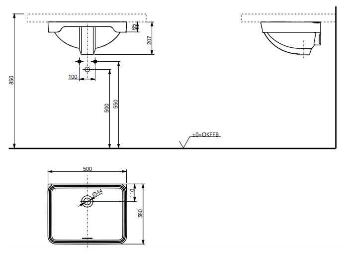 Керамическая раковина с утопленным под столом прямоугольная раковина TOTO WU LW1535Y / LW1536Y ARCH-00104670 - Вид №6