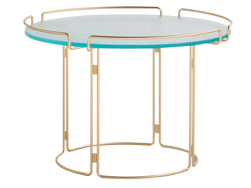 Высокий круглый стеклянный журнальный столик ROCHE BOBOIS BIJOU ARCH-00153021