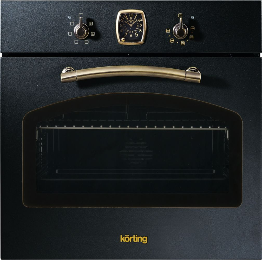 OKB 460 RN Встраиваемые электрические духовки / retro calabria, 59.8 х 59.5 x 56 см, 6 режимов нагрева, аналоговые часы в классическом стиле frank muller, таймер, черный+бронза Korting Korting Calabria Santreyd 
