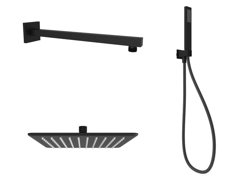 Матовый черный металлический квадратный душ и ручной душ Ercos Square ARCH-00117028