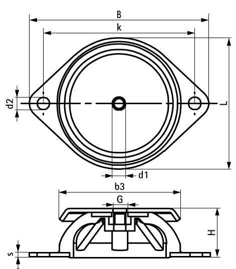 2801800750 VibraTek® MR-B Rubber Mount bell-shaped elastomer isolator for isolation of equipment and machinery walraven  - Вид №1