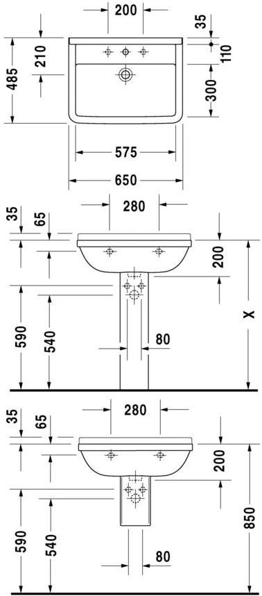 030065 Подвесная раковина настенная овальная Duravit Starck 3 белая - Вид №1
