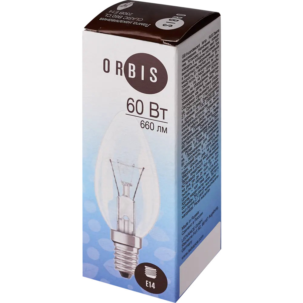 Лампа накаливания Orbis Е14 230 В 60 Вт свеча прозрачная 710 лм Santreyd STLM-2185024 - Вид №2