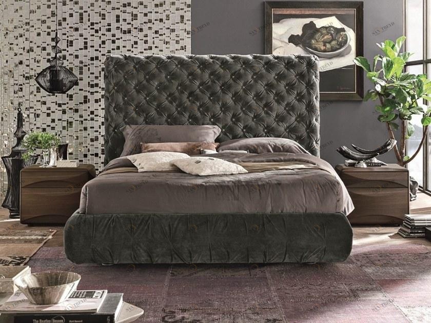 Gruppo Tomasella Двуспальная кровать из ткани с высоким изголовьем  H143 