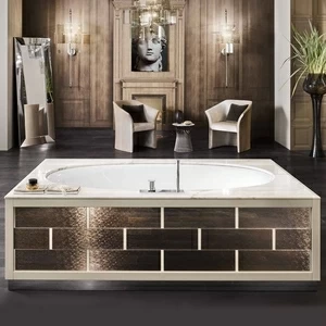 Ванна Monaco 125x209 в отделке VETRO mandorla / golden crash MILLDUE RITZ