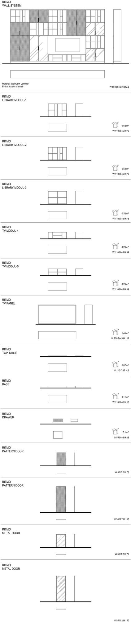 Mobi Оборудованная стена из дерева и стекла с подставкой под телевизор sun-id-1461842 - Вид №3