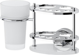 061 Держатель з/щеток и пасты со стаканом (стекло) ELL FBS Ellea