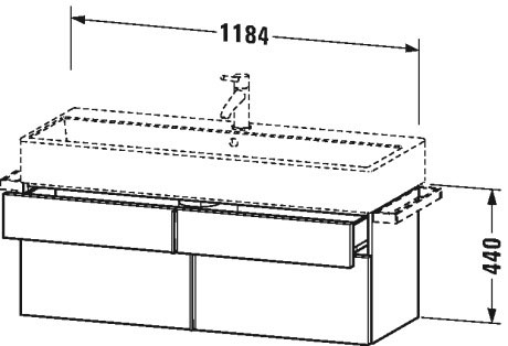 VA650901818 Тумбочка подвесная Vero Air #VA6509 1184 x 431 мм Белый матовый, декор Duravit - Вид №1