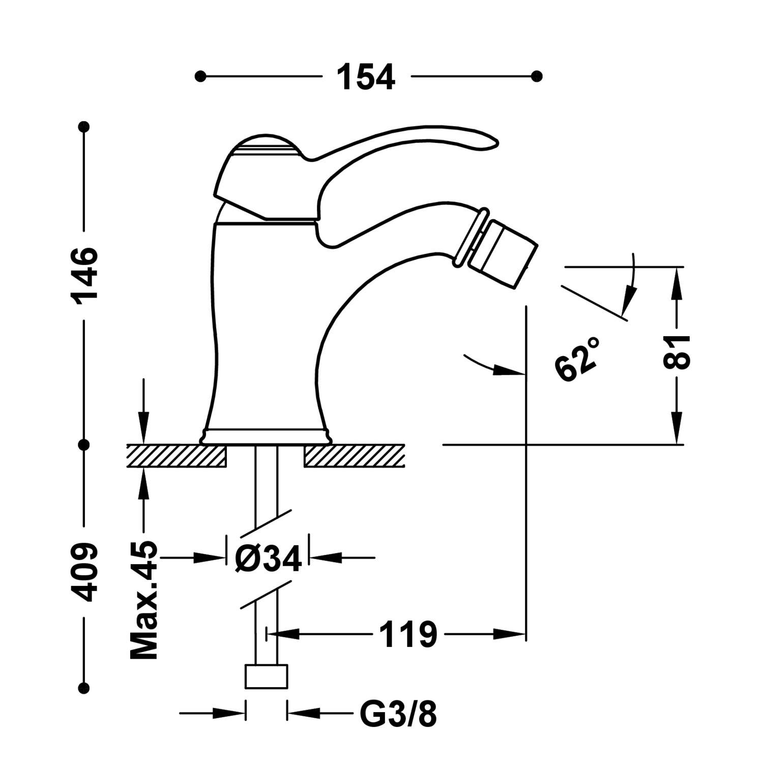 Смеситель для биде TRES CLASIC с одной ручкой-24212001LM TRES  - Вид №1