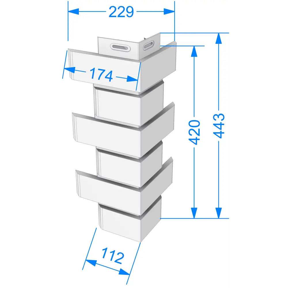 Угол наружный Dacha Кирпич гладкий цвет белый STLM-2096906 - Вид №1