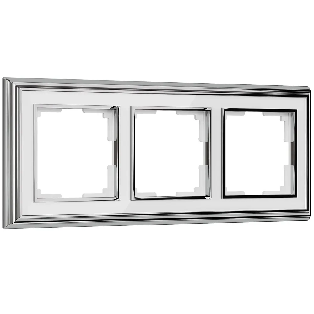 Рамка для розеток и выключателей Werkel Palacio 3 поста цвет белый хром STLM-2170769