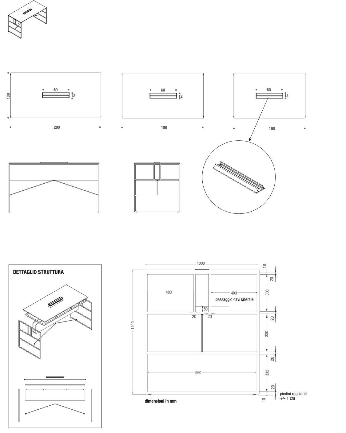 Высокий прямоугольный стол для совещаний из древесного волокна с системой люверсов MDF Italia 20.Двадцать ARCH-00122889 - Вид №5