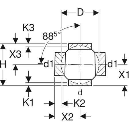 367.265.16.1 Крестовина шаровая Geberit PE 88,5°, соединения 180° смещенные Geberit  - Вид №3