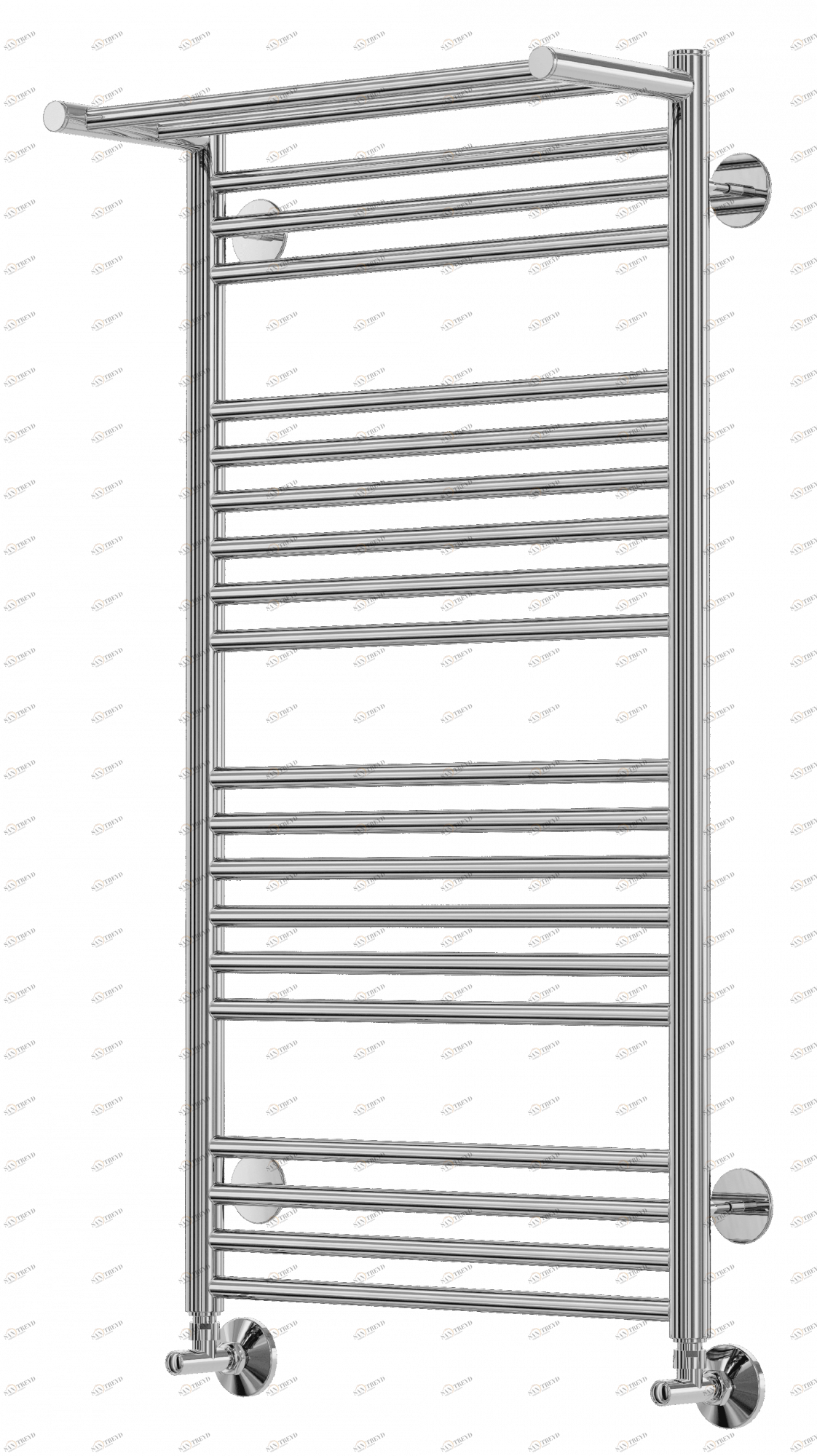 4660059582399 СТАНДАРТ Аврора с полкой П20 500х1010 (4+6+6+4) Полотенцесушитель TERMINUS RAL 9003 матовый