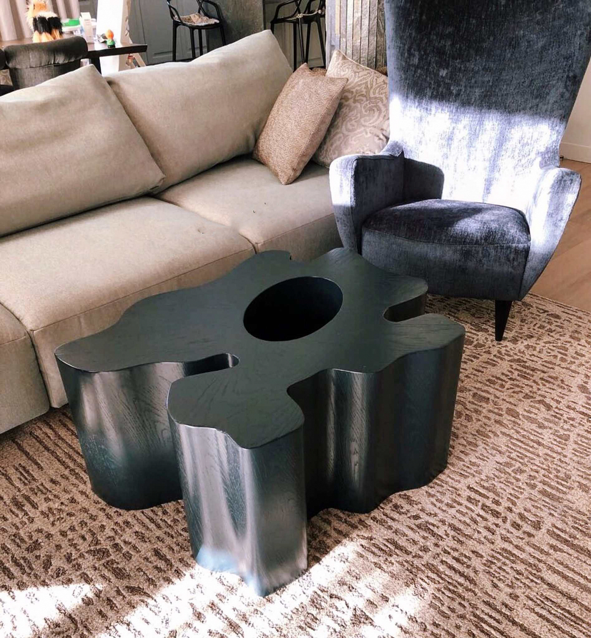 Журнальный столик деревянный фигурный дуб "Пень" от Odingeniy ODINGENIY  178455 Бежевый  - Вид №5