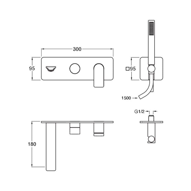 Настенный смеситель для ванны с плитой CRISTINA Rubinetterie Blade ARCH-00107157