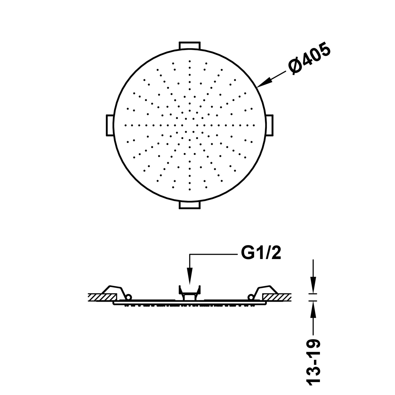Скрытая потолочная насадка для душа-13495001OP TRES Showers - Вид №1