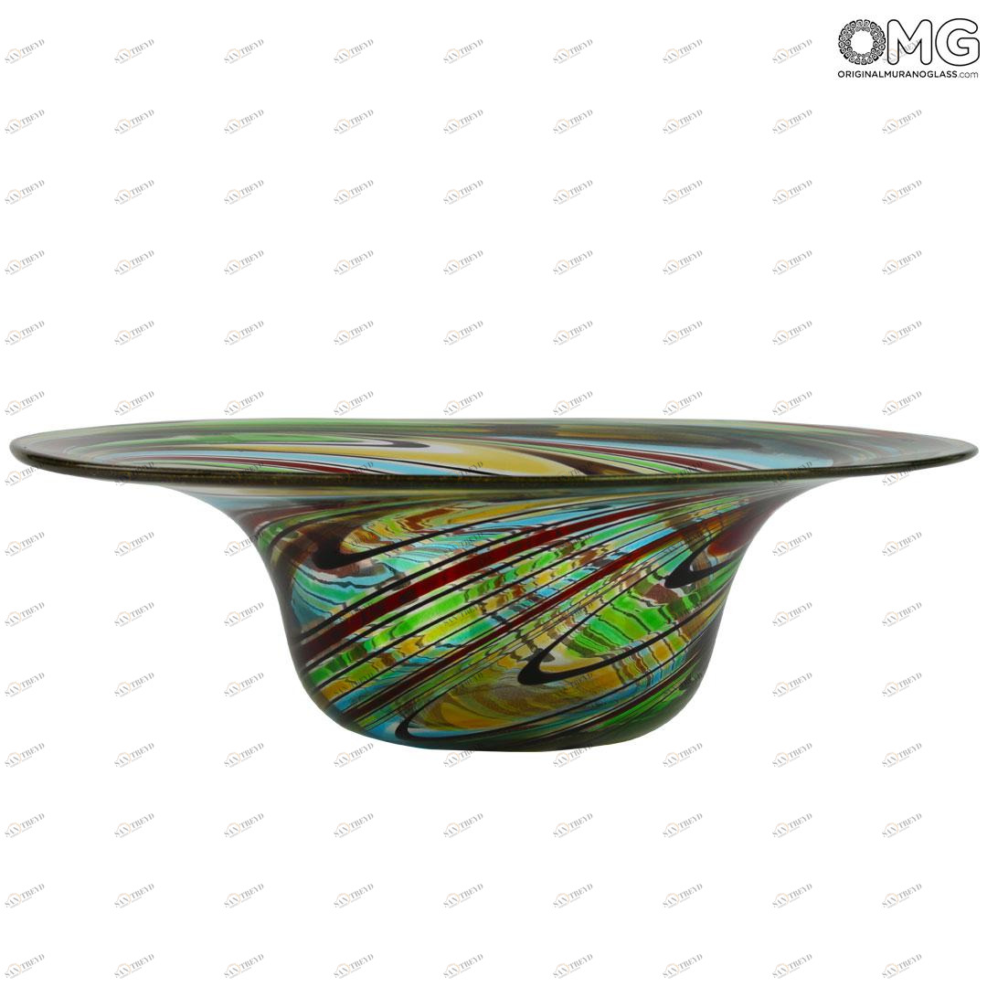 4200 ORIGINALMURANOGLASS Вазочка Шляпа - с золотом - муранское стекло OMG 34 см 