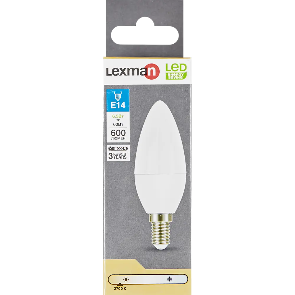 Лампа светодиодная Lexman Candle E14 175-250 В 6.5 Вт белая 600 лм теплый белый свет 82991590 STLM-2035971  - Вид №4
