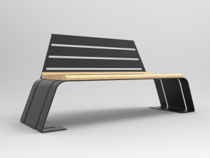 Стальная и деревянная скамья со спинкой