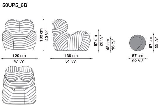 B&B Italia Кресло из ткани с подставкой для ног Up 50up5_6, 50up5_6b - Вид №6