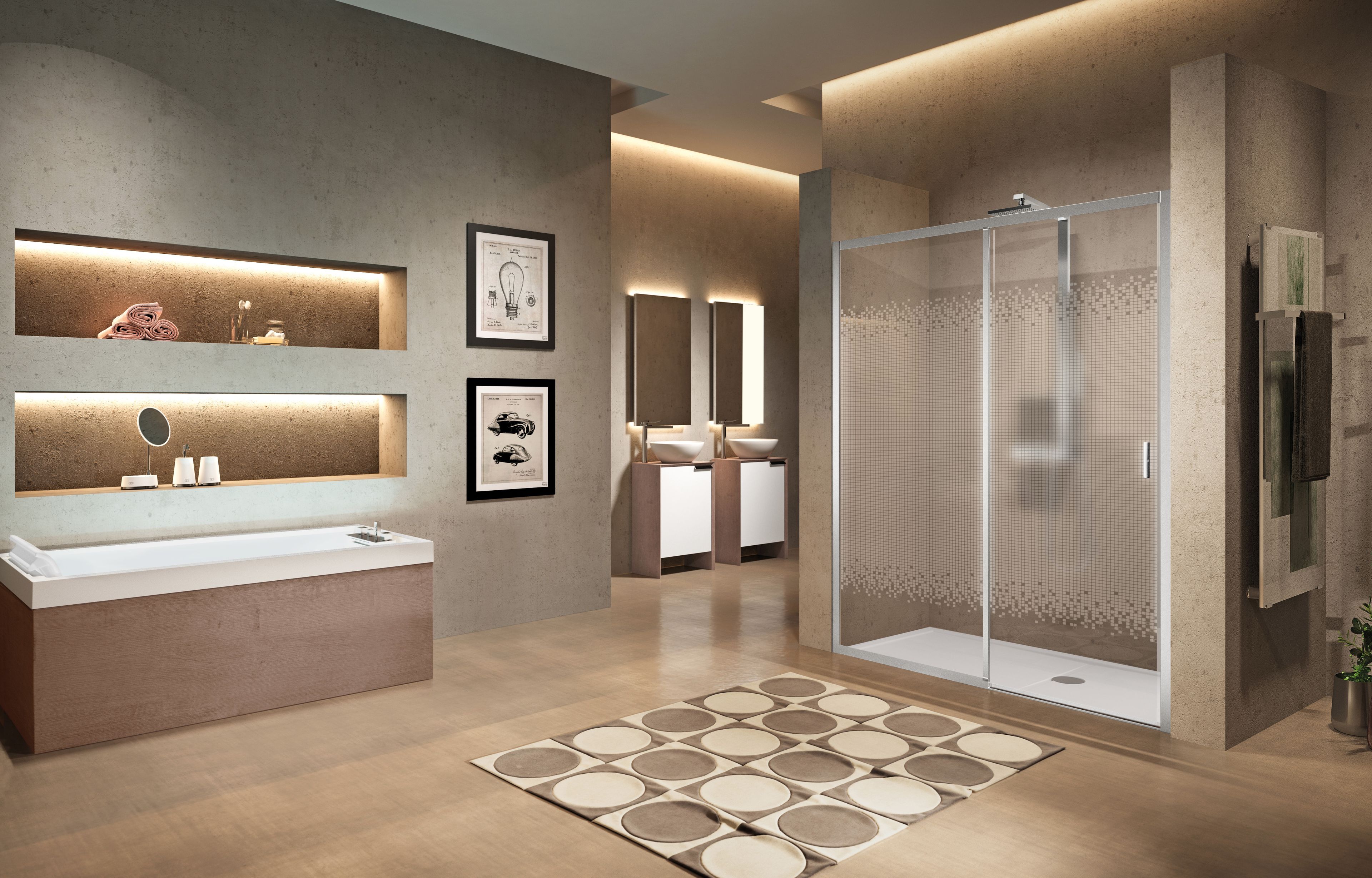 Угловая душевая кабина с раздвижной дверью Novellini Lunes ARCH-00012951