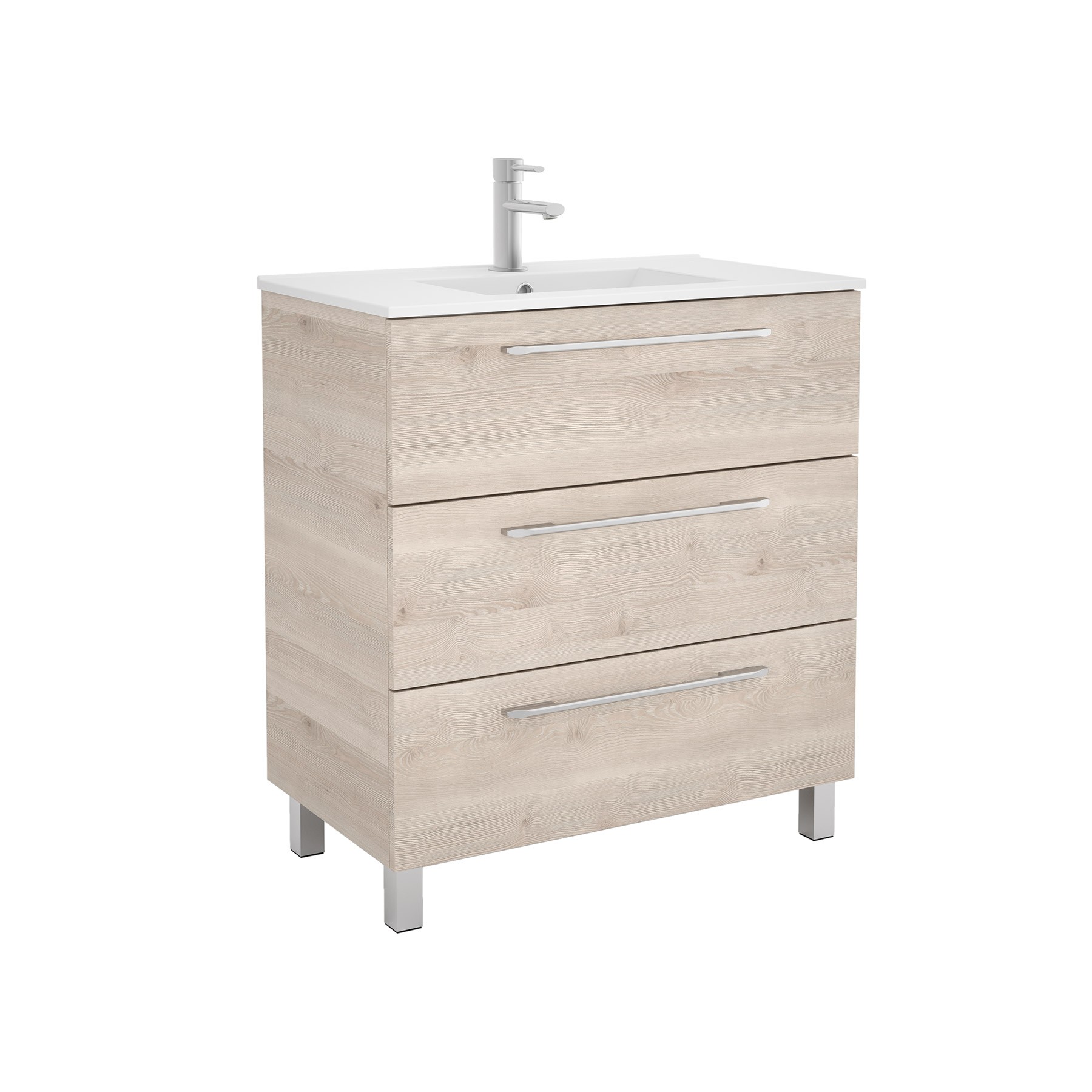 23250 SALGAR Мебель для умывальника FUSSION CHROME 800 3 ящика NATURAL 797 x 868 x 450 мм Естественный - Вид №1