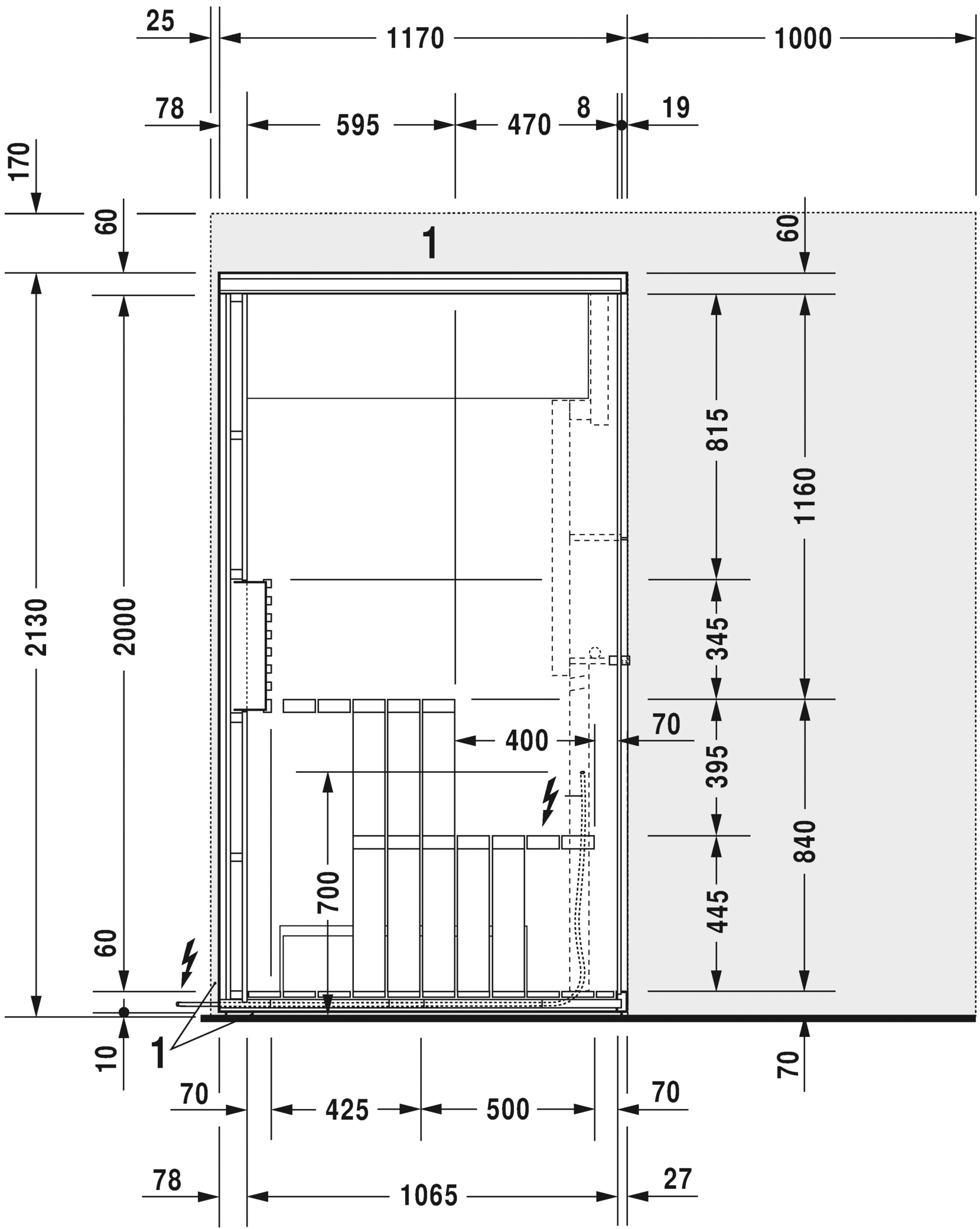 7511..001011000 Сауна Inipi B, угловая или пристенная Inipi B #7511 2365 x 1170 x 2130 мм Белый глянцевый декор Duravit  - Вид №8