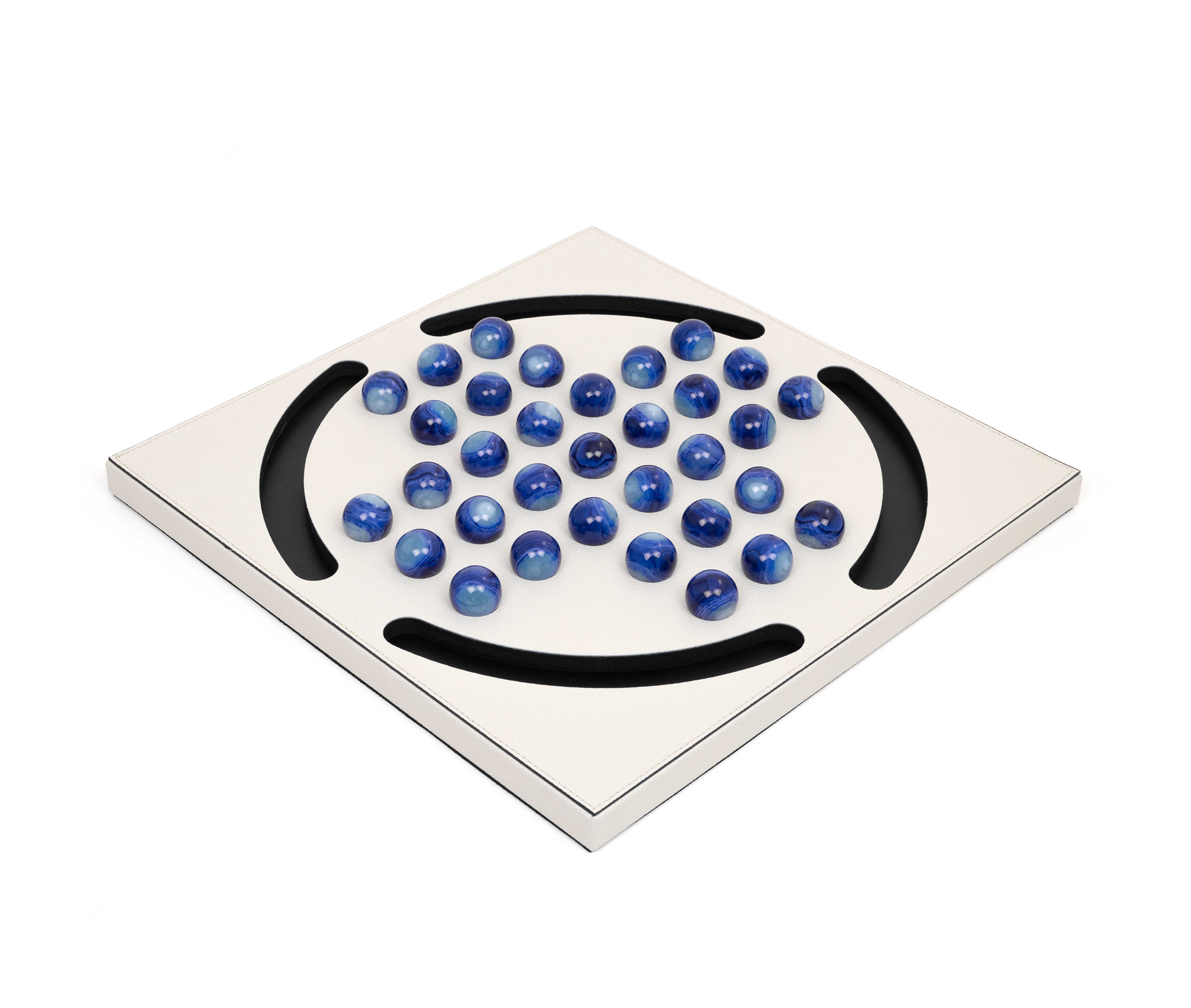 Пасьянс «Колышек» с синими пешками - 39X39XH2,5 см / зернистая кожа_лимон Pinetti 00.1033.029.095