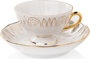 10617383 Мануфактуры Гарднеръ в Вербилках Чашка с блюдцем 100 № 5 "Сувенирная" Фарфор, Керамика