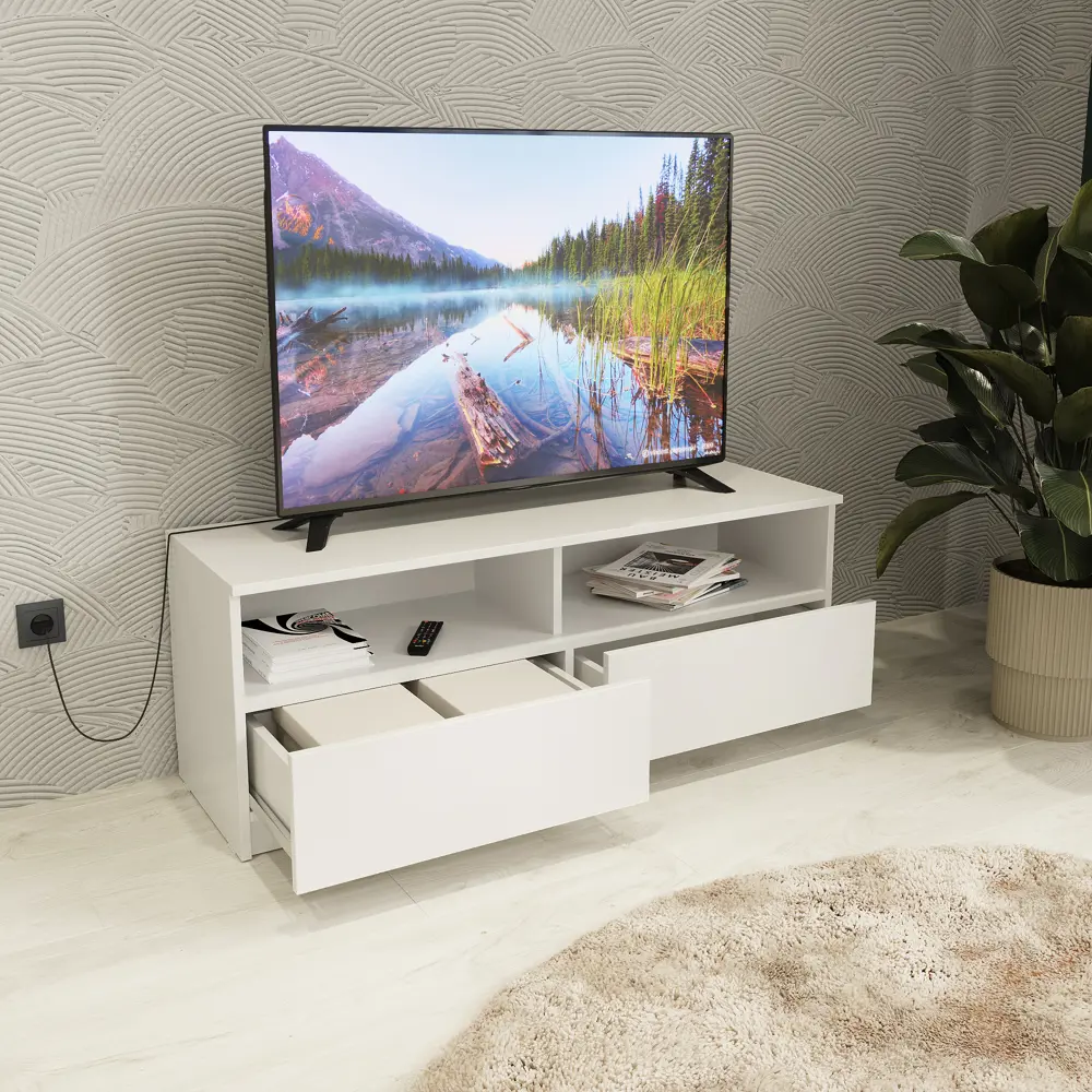 Тумба под телевизор 114.9x44x37 см ЛДСП цвет белый Santreyd нет STLM-2172238 - Вид №11