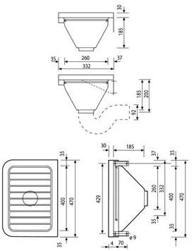 Saniline Поддон квадратный нескользящий из нержавеющей стали sun-id-1420045 - Вид №1