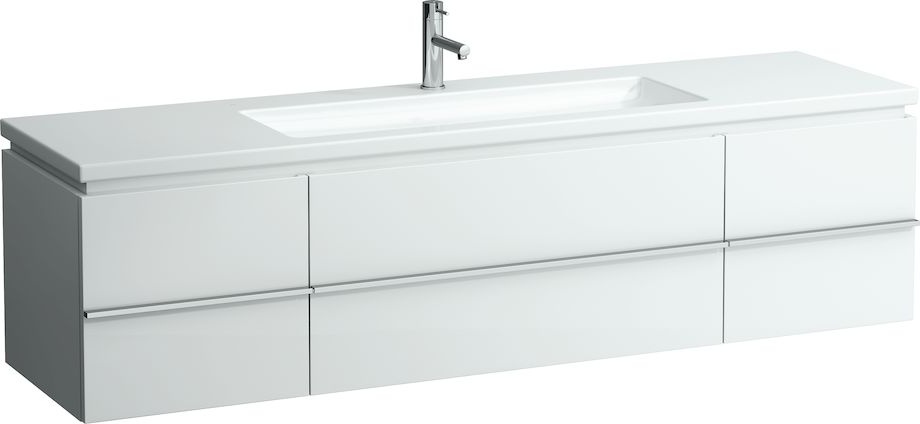 H4013610754751 Шкафчик под раковину с сифоном, экономящим пространство, для раковин 816438, 1 выдвижной ящик, 2 дверцы, 2 стеклянные полки LAUFEN PRO - Вид №1