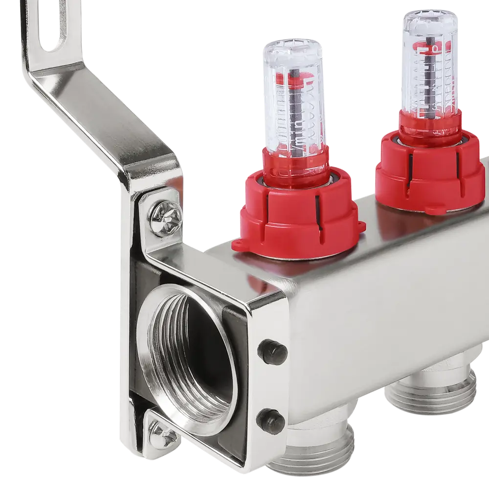 Коллекторная группа с расходомерами Pro Aqua 1"x3/4" 2 выхода нержавеющая сталь 84736639 STLM-2009177  - Вид №2