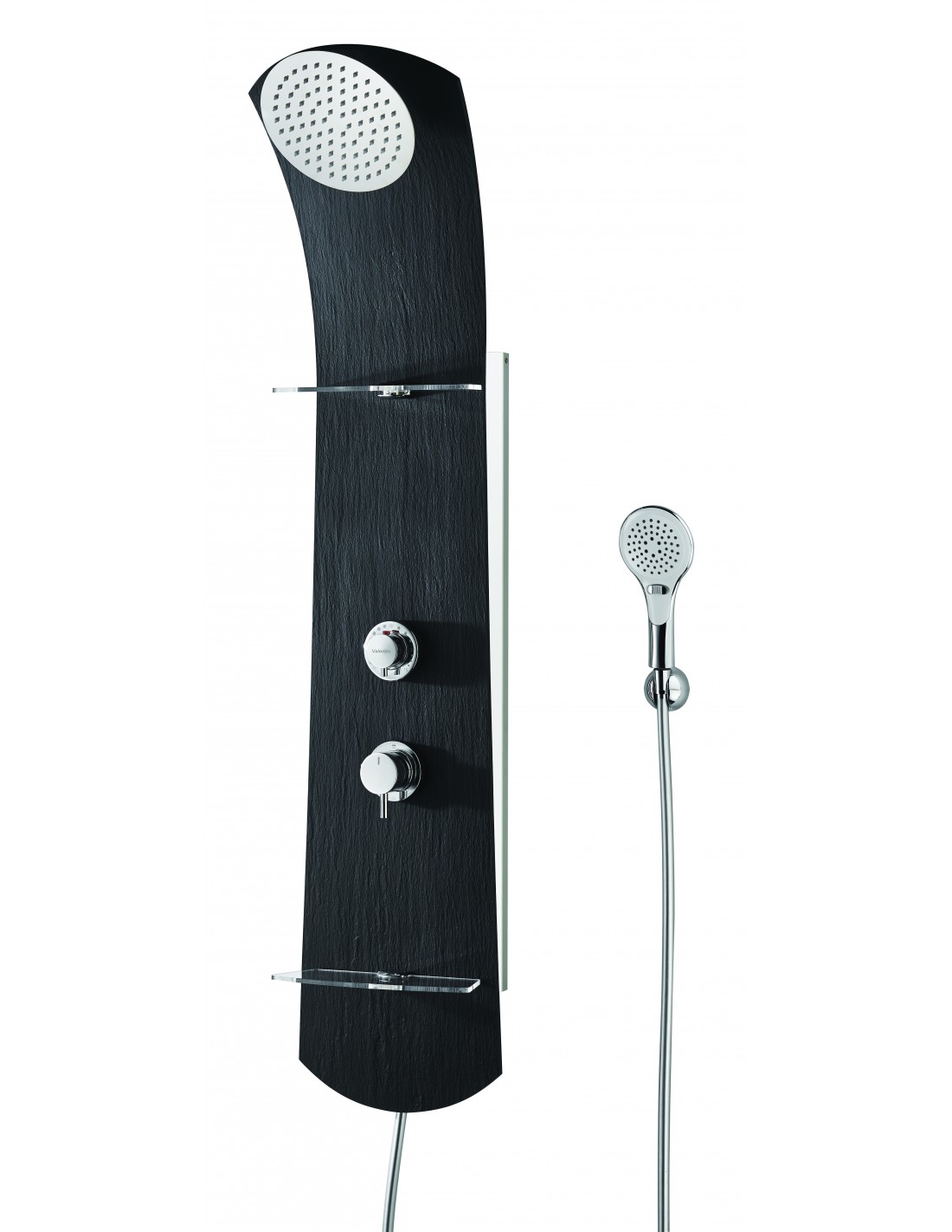523300 402 00  Многофункциональная термостатическая душевая колонка Nautilus Slate, матовый черный Valentin Чернить 