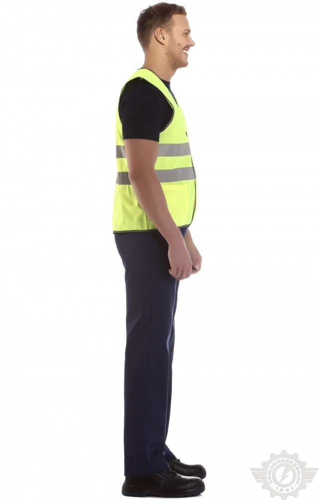 65703 Сигнальный жилет "Спектр" лимонный с СВП  Сигнальная одежда  размер 52-54 (XL) Спецодежда  - Вид №4