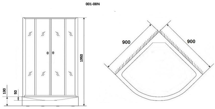 Душевой уголок NG- 001-08N (900х900х1950) низкий поддон(13см) стекло МОЗАИКА Niagara ECO 0010852N - Вид №2