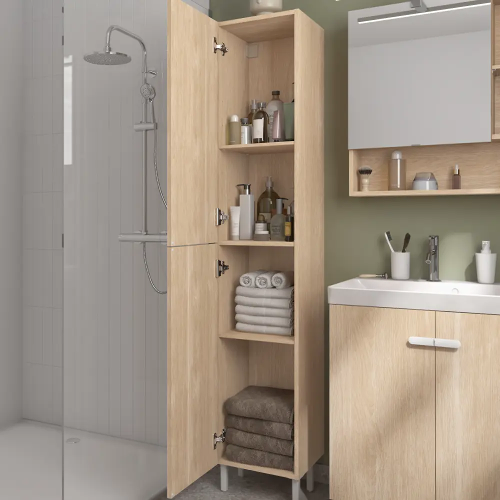 Пенал для ванной Sensea Easy напольный 186x35 см цвет дуб STLM-2206851 - Вид №4