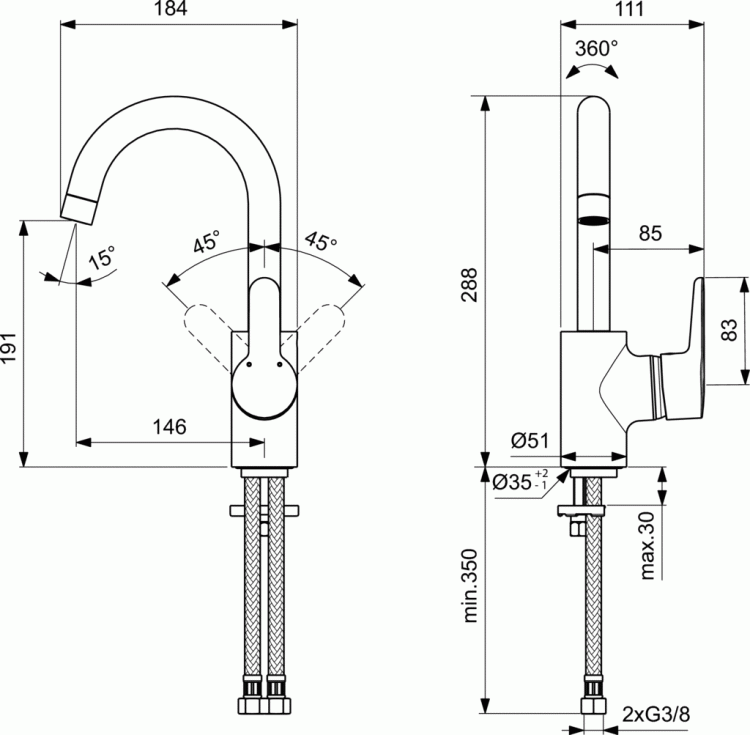 B9933AA Смеситель для раковины Ideal Standard CONNECT BLUE - Вид №2