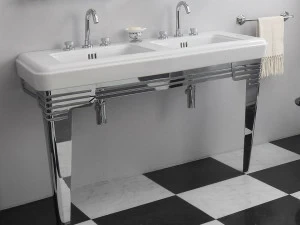 BLEU PROVENCE Двойная консольная мойка из керамики So fifties 575