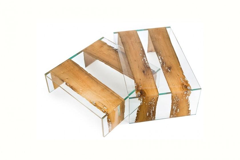 VGnewtrend Прямоугольный журнальный столик из дерева и стекла Venezia 7511780.00 - Вид №3