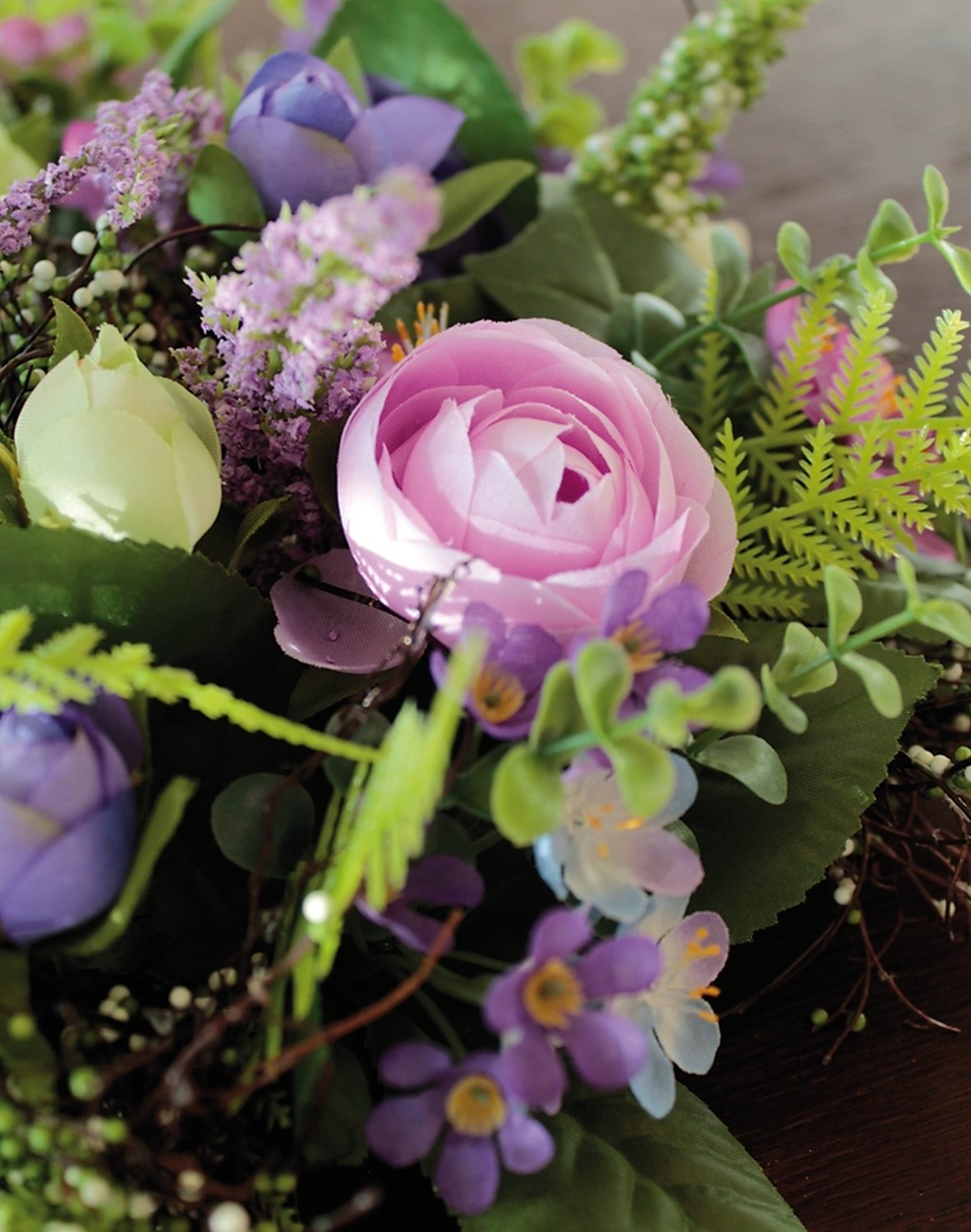 3162 102 a3 Искусственный венок 'Лютик-восковое растение', Ø 35 см, сине-фиолетовый H-andreas  - Вид №1