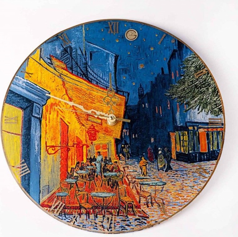 10566003 Goebel Часы 30см "Ночное кафе" Ван Гог Стекло 