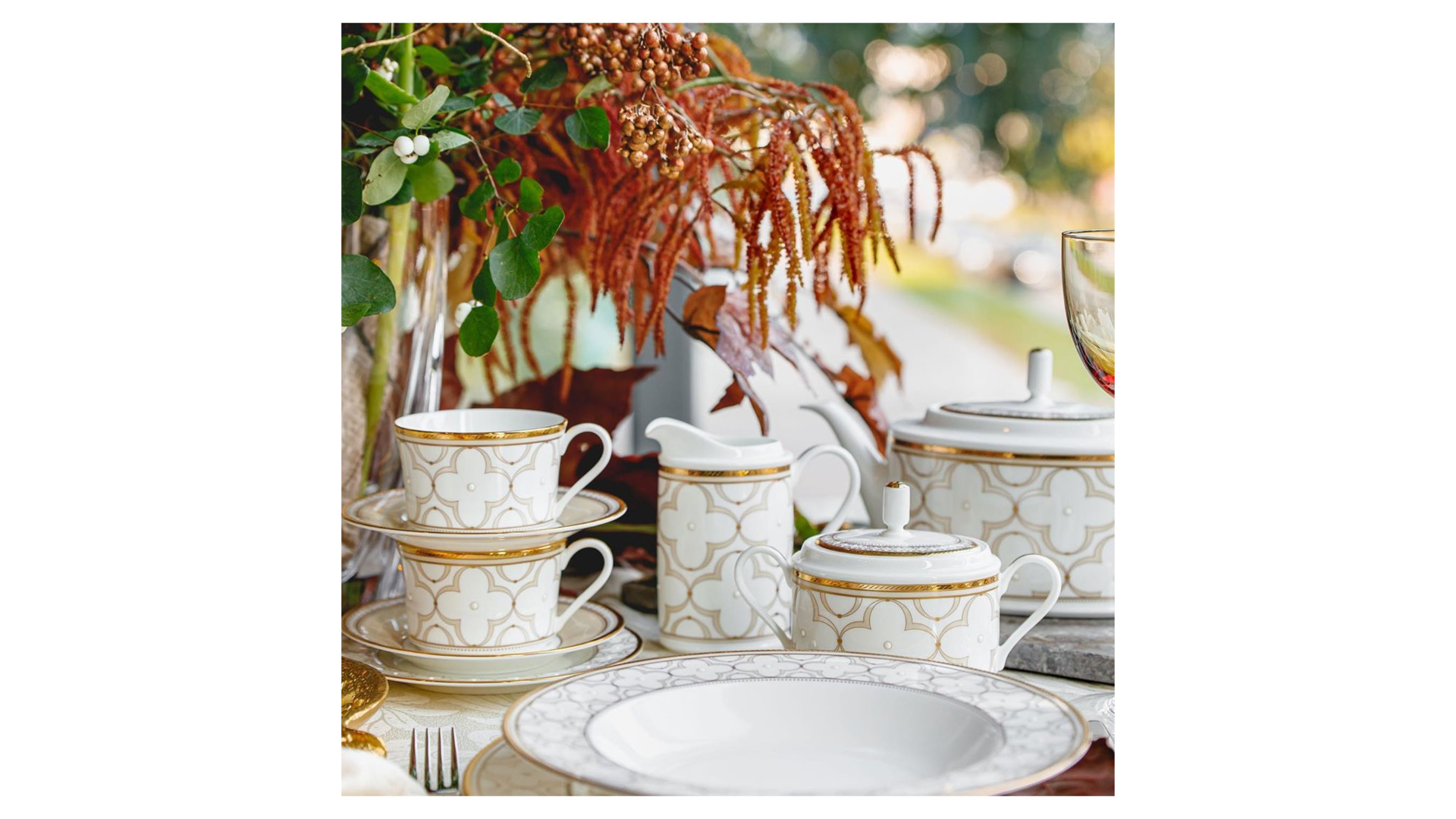 10665464 Noritake Набор из 6 чашек чайных с блюдцами Noritake "Трефолио,золотой кант" 225мл Фарфор костяной  - Вид №5