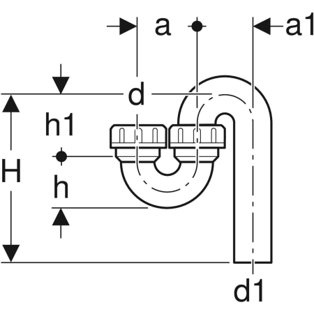 152.038.16.1 Сифон Geberit, для раковины для слива сильно загрязненной воды, с винтовой крышкой, вертикальный впуск, вертикальный выпуск Geberit  - Вид №2