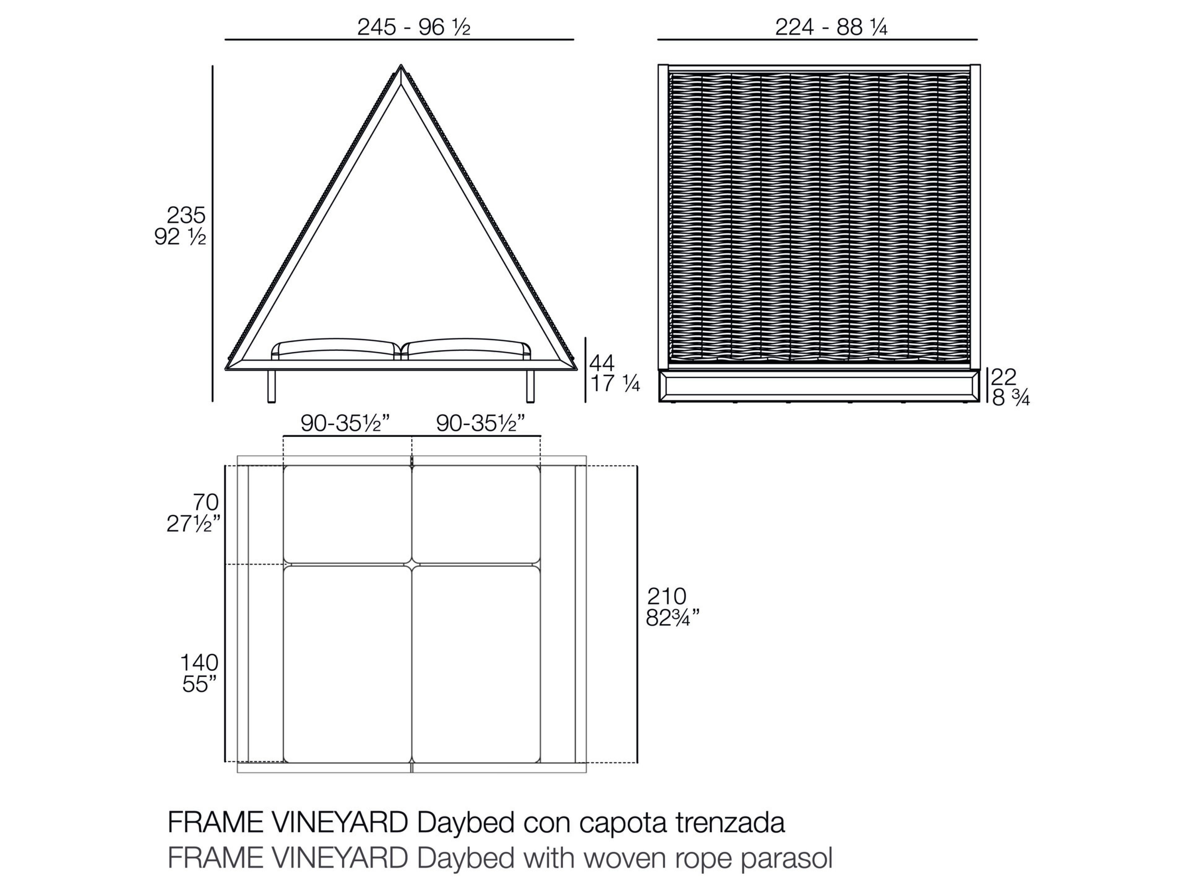 Откидная Садовая кровать с солнцезащитным козырьком Vondom Vineyard ARCH-00128436 - Вид №8