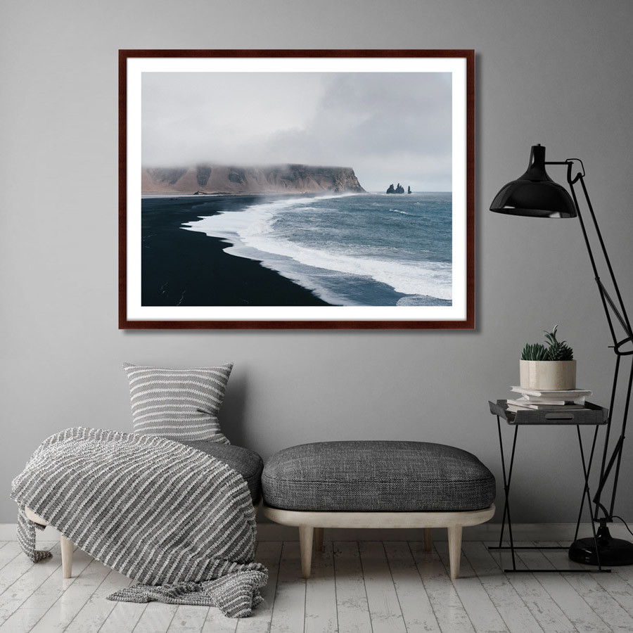 Фотокартина в деревянной раме 130х102 см Vik, Iceland КАРТИНЫ В КВАРТИРУ  264727 Бежевый;белый;желтый;разноцветный  - Вид №2