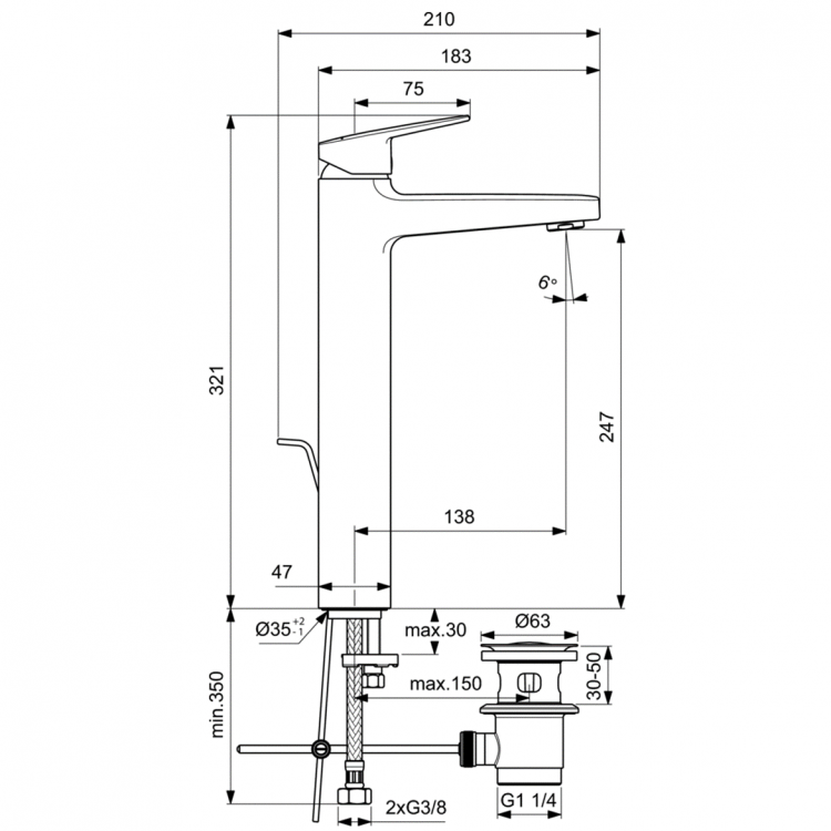 BD238AA Смеситель для раковины Ideal Standard CERAPLAN  - Вид №4