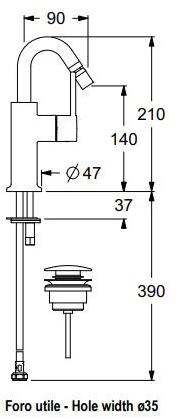 GUGLIELMI Смеситель для биде, устанавливаемый на столешнице, с регулируемым изливом Sprint Fcsp29552 - Вид №4