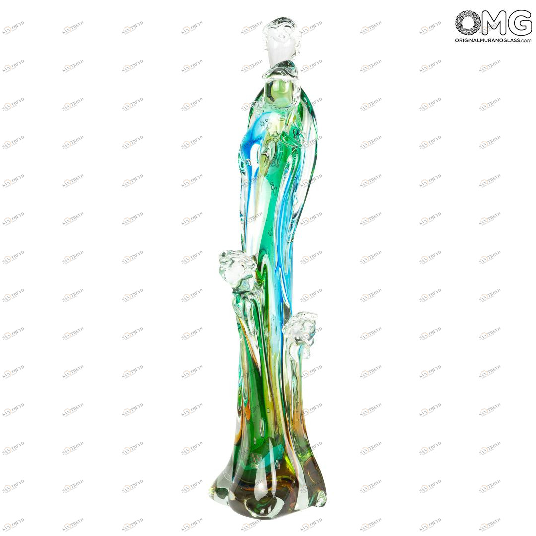 2788 ORIGINALMURANOGLASS Скульптура Семья - сине-зелёная - Original Murano Glass OMG 12 см 